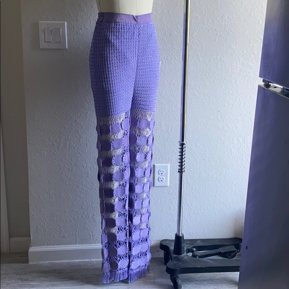 Vintage Deadstock Crochet and Leather Pants